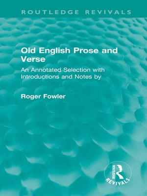 cover image of Old English Prose and Verse